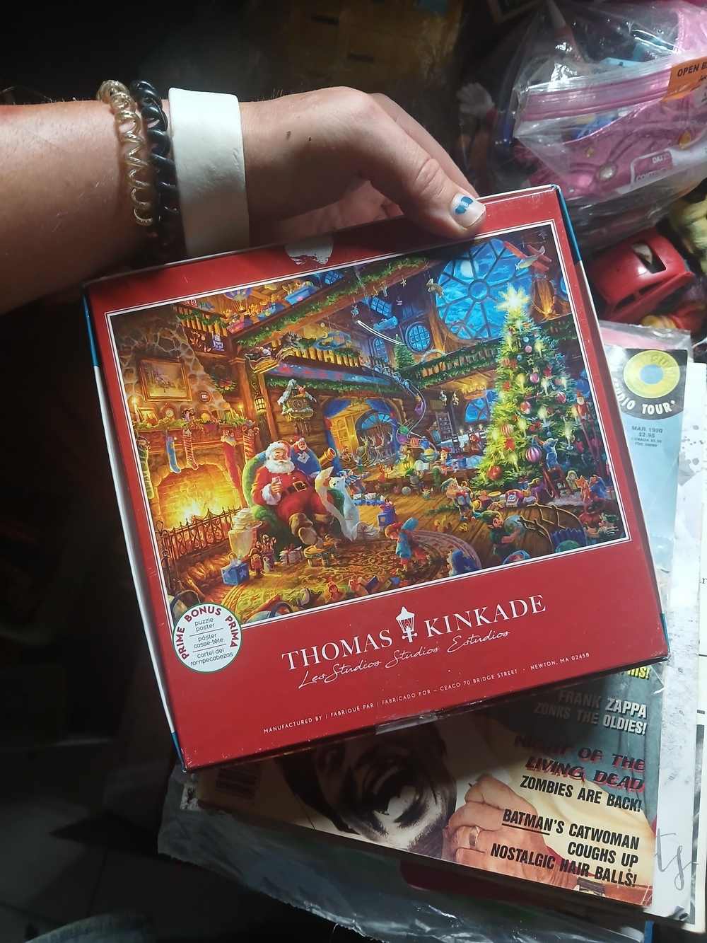 1,000-piece Thomas Kinkade "Santa's Workshop" jigsaw puzzle by Ceaco.
